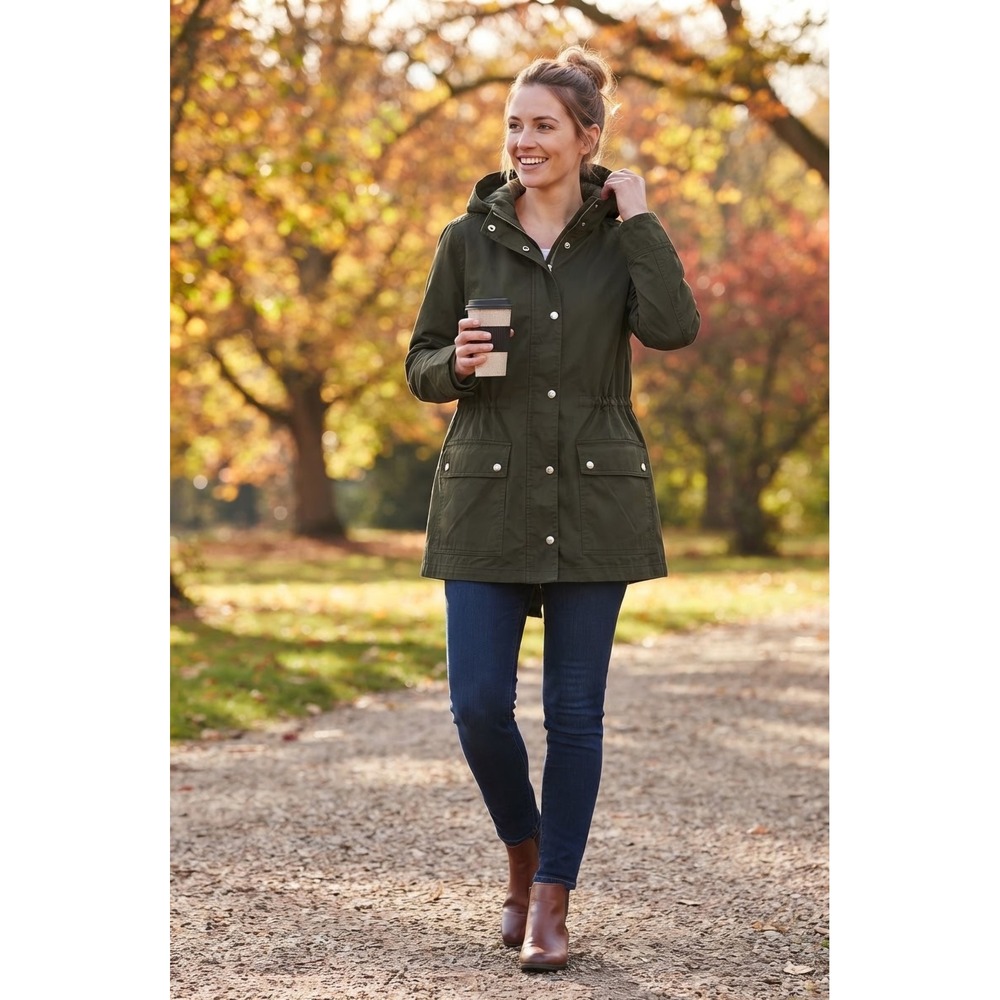 J.Crew Womens Olive Green Cotton Field Mechanic Jacket Parka Hooded Size S